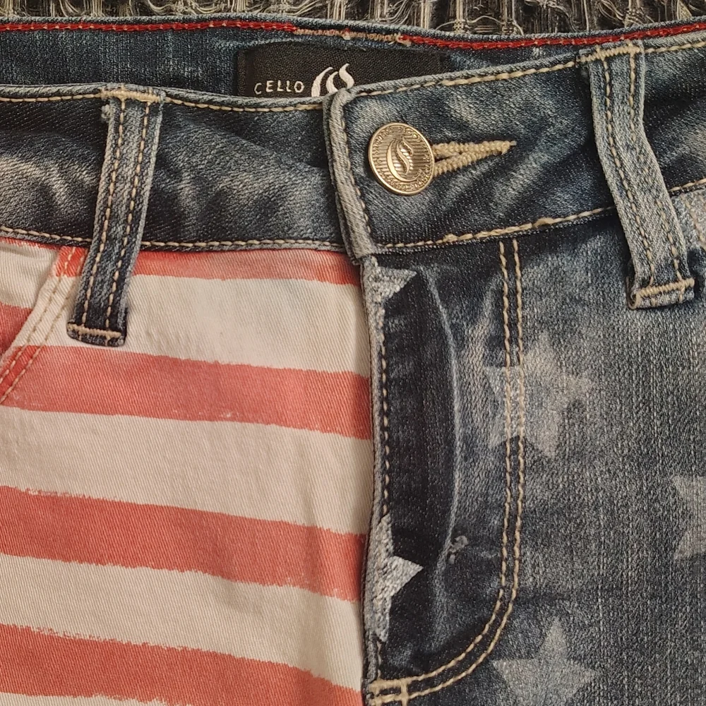 Americana Cello Stars & Stripes Jean Shorts Small - Picture 5 of 6